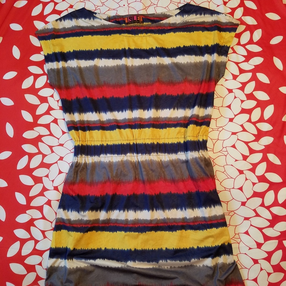 Isle striped tunic dress bateau neck short sleeves